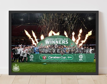 Newcastle United Cup Winners Print - Team Celebration with Flames