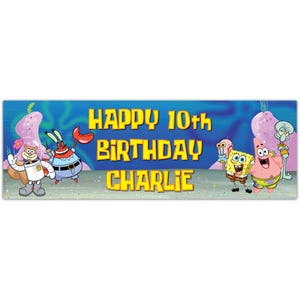 SpongeBob Birthday - SpongeBob Group Personalised Banner Wall Sticker