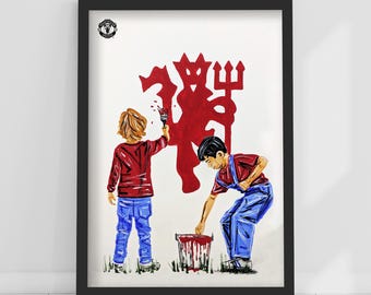 Manchester United FC Print - Painted Red Devil Tony Denton Poster