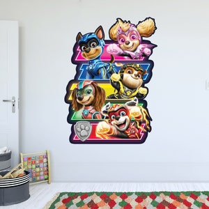 Paw Patrol Wall Sticker - The Mighty Movie Group Colour Panels Wall Decal