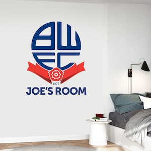 Bolton Wanderers Football Club Official Crest & Personalised Name Wall Sticker Decal