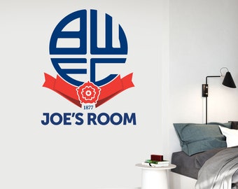 Bolton Wanderers Football Club Official Crest & Personalised Name Wall Sticker Decal