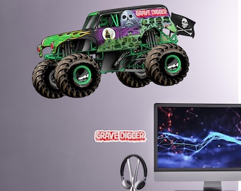 Monster Jam Wall Sticker - Grave Digger Monster Jam Truck Wall Decal Art