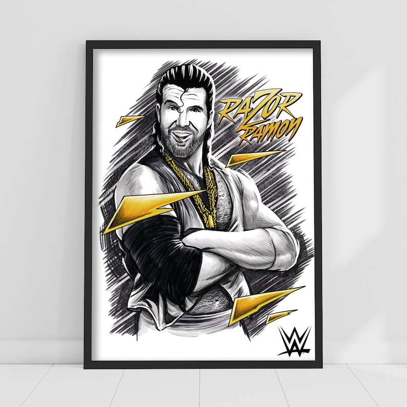 Razor Ramon 30 Chains WWE Print - Razor Ramon Sketch Poster Wrestling Wall Art - Etsy