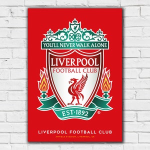Liverpool FC Print - Crest Red Background Poster LFC Football Art - Etsy