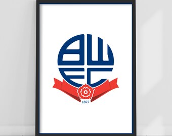 Bolton Wanderers fotbollsklubbs officiella vapensköldtryck vit affisch