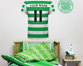 Celtic Football Club - Personalised Football Shirt Wall Sticker + Celtic Decal Set