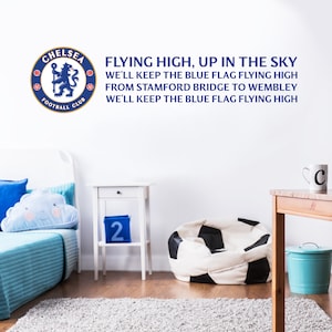 Chelsea Football Club - Crest & &#39;Blue Flag Flying High&#39; Song Wall Mural