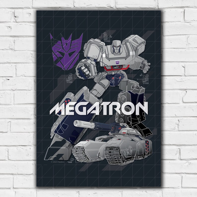Magatron Grid Transformers Print - Transformers Megatron Blueprint Wall Art Poster - Etsy