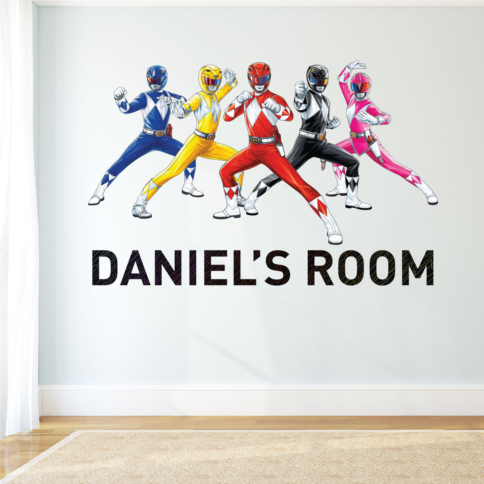 Power Rangers Personalised Wall Sticker - Group Personalised Wall Decal Kids Bedroom Vinyl