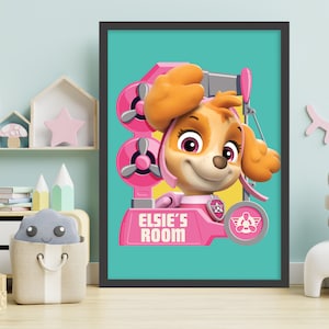 Impresión de la Patrulla Canina - Arte de pared del cartel personalizado gráfico de Skye