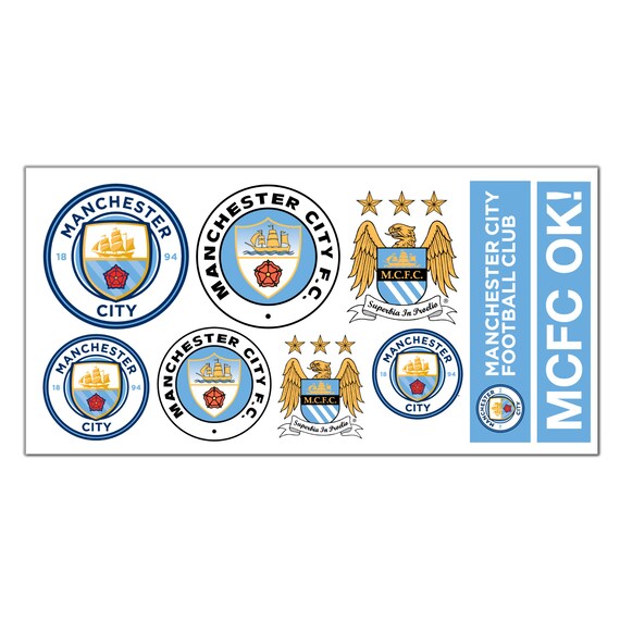 Official Manchester City Personalised Ball & Wall Sticker Set Decal Vinyl Mural 