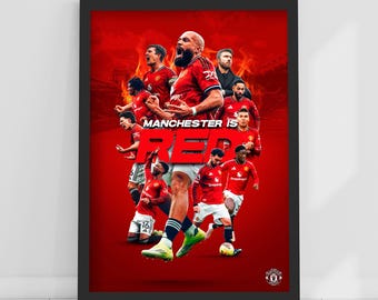 Manchester United FC Print - Manchester is Red Collage Poster Football Wall Art