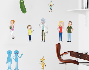Rick en Morty-muursticker – muurstickerkunst met 10 tekens