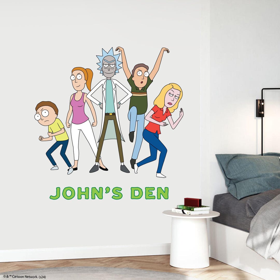 Rick and Morty Wall Sticker Rick and Family Personalised Name Wall ...