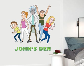 Rick en Morty muursticker – Rick en familie gepersonaliseerde muursticker kunst