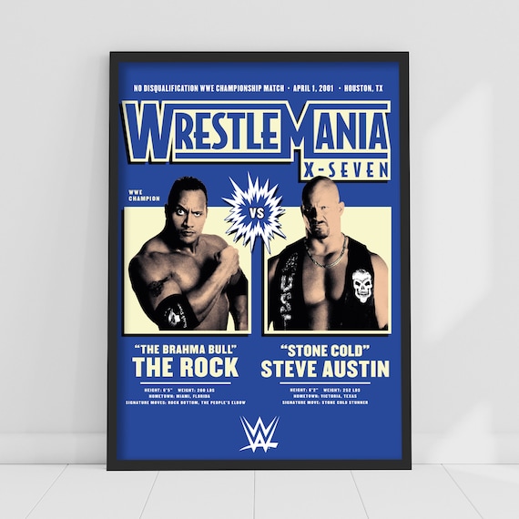 WWE Print - the Rock Stone Cold Steve Austin Wrestlemania Poster