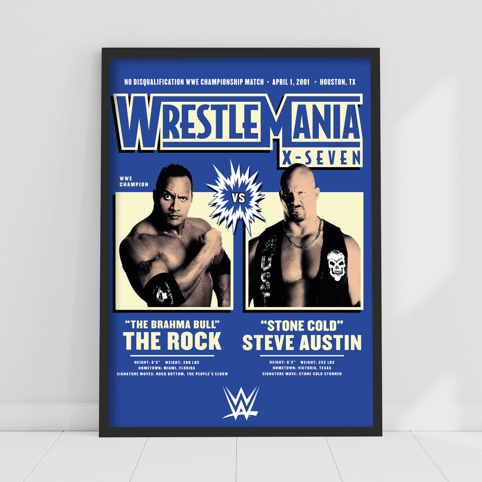 WWE Print - the Rock Stone Cold Steve Austin Wrestlemania Poster