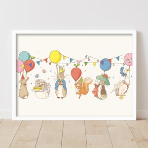 Official Peter Rabbit Print - Party Celebration Wall Art Print