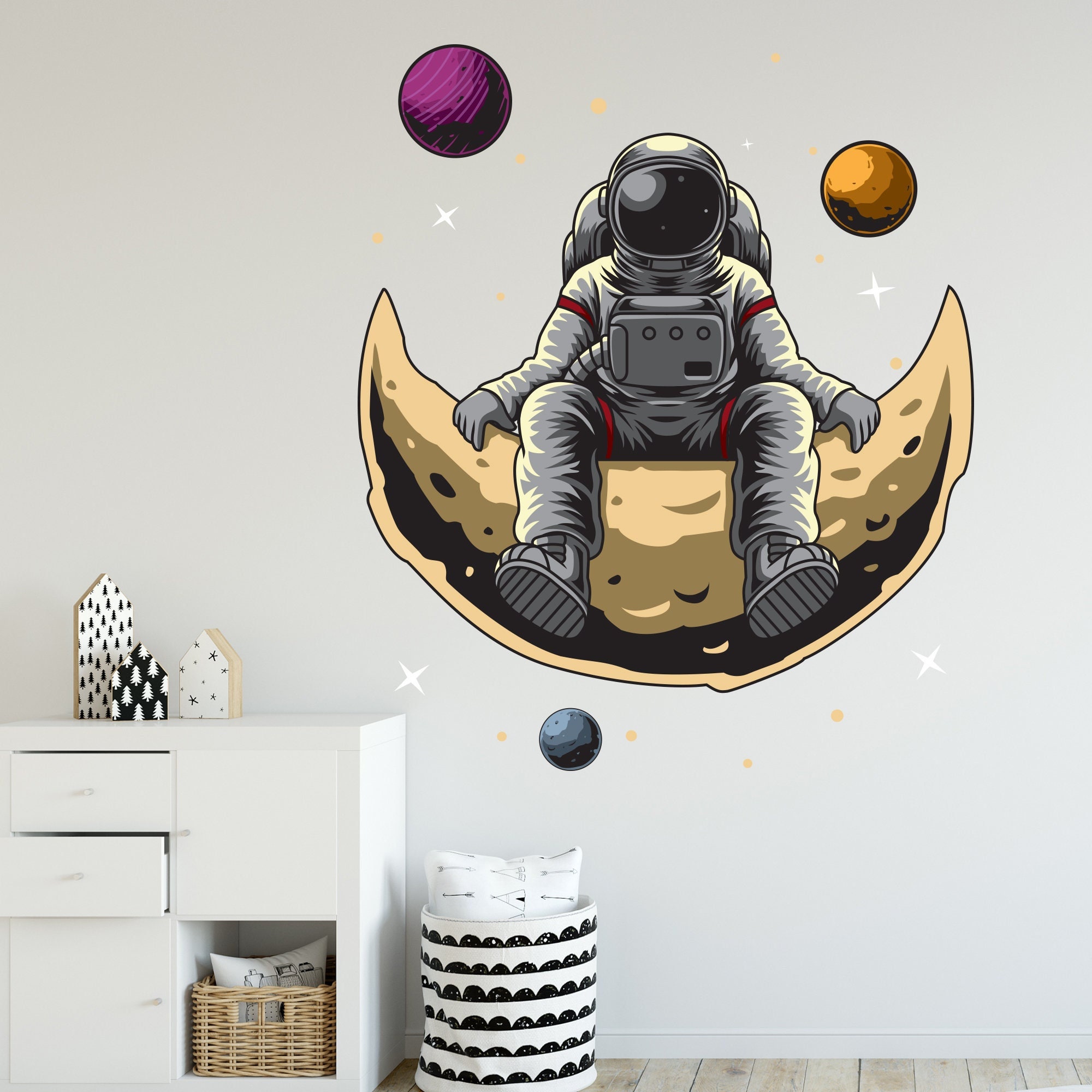 Acheter 1 Ensemble Autocollant mural Ajouter Ambient Imperméable PVC  Astronaute Star Autocollants mur extérieur
