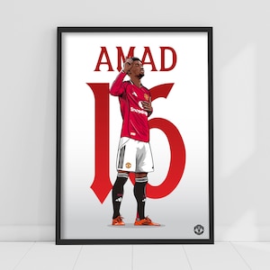 Manchester United FC Print - Amad 25/26 Illustration Poster Football Wall Art