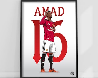 Manchester United FC Print - Amad 25/26 Illustration Poster Football Wall Art