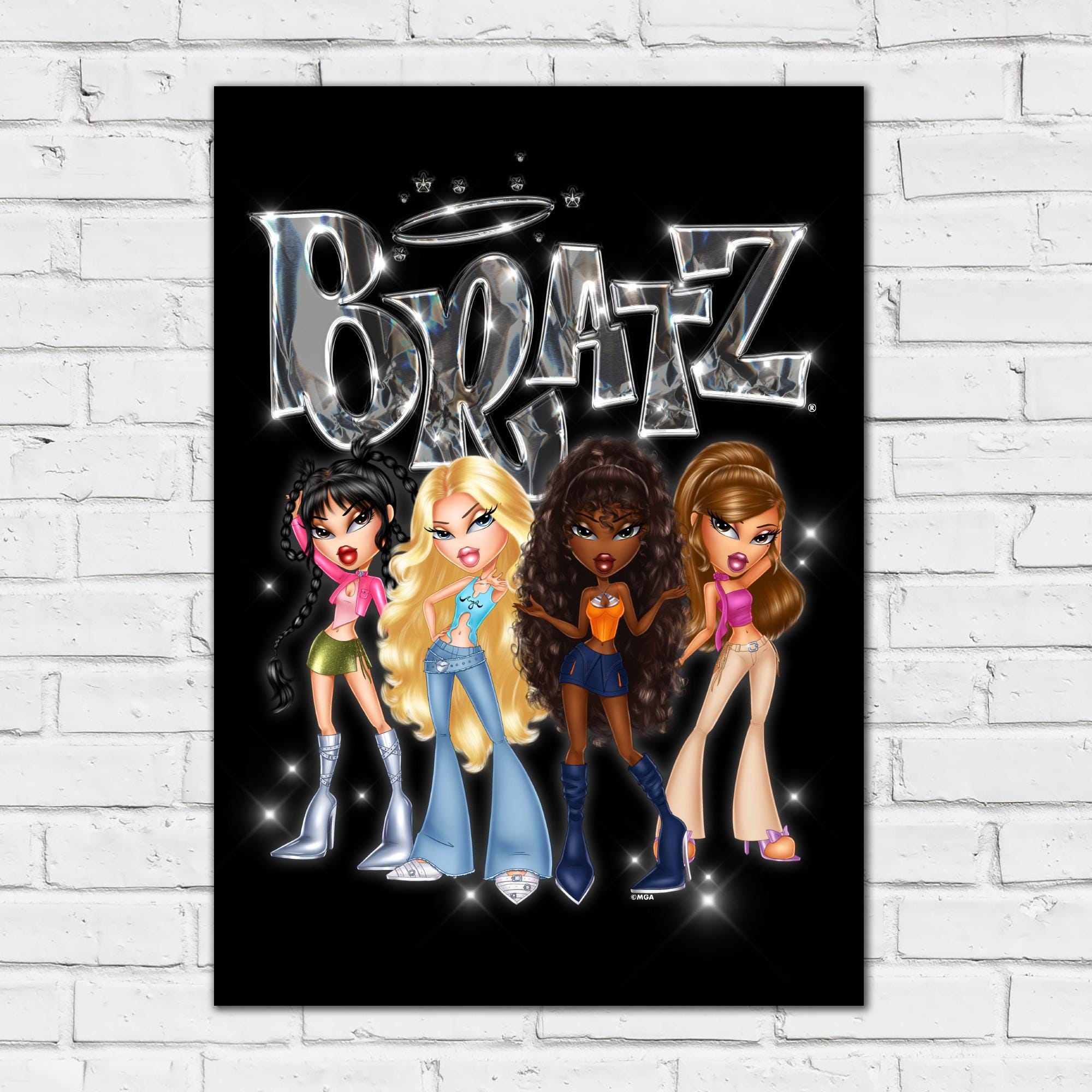 Bratz Print – 25th Anniversary Black Sparkle Group Poster Wall Art