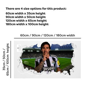 Newcastle United Football Club - Adhesivo de pared roto Tonali 25/26 imagen 2