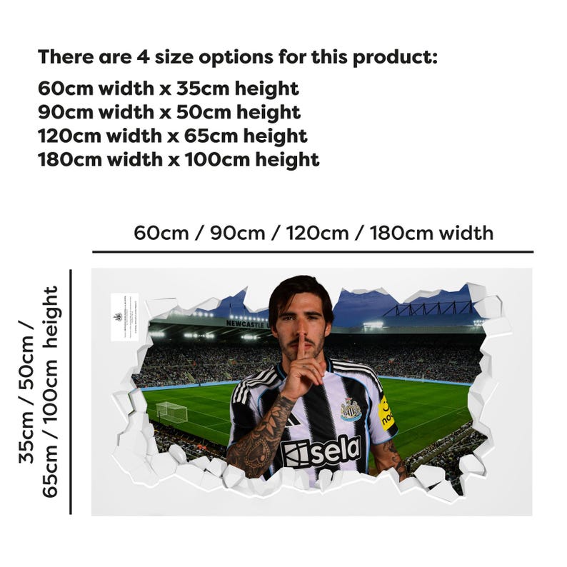 Newcastle United Football Club - Adhesivo de pared roto Tonali 25/26 imagen 2