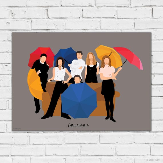 Friends™ Print – Group Intro Illustration Grey Poster Wall Art