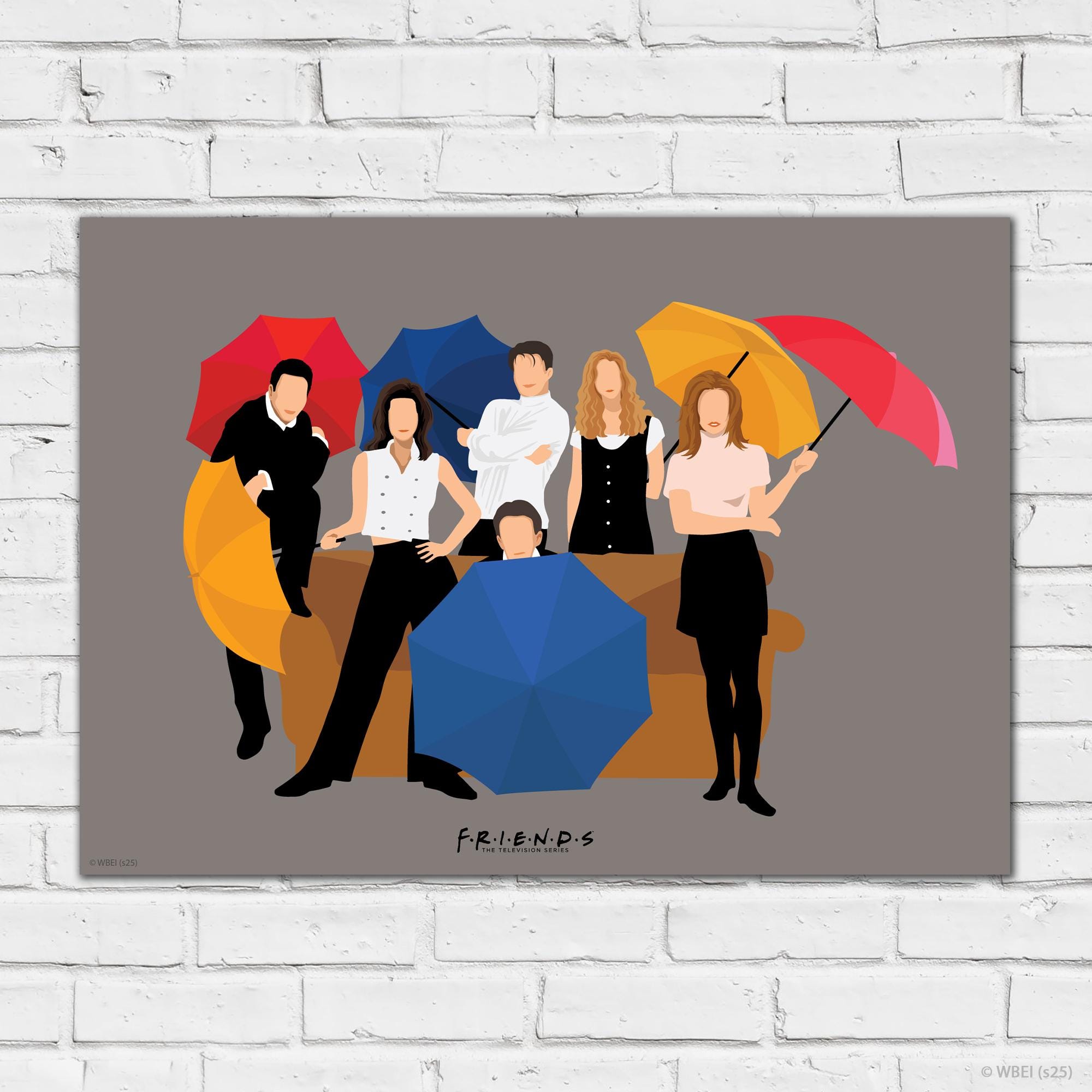 Friends™ Print – Group Intro Illustration Grey Poster Wall Art