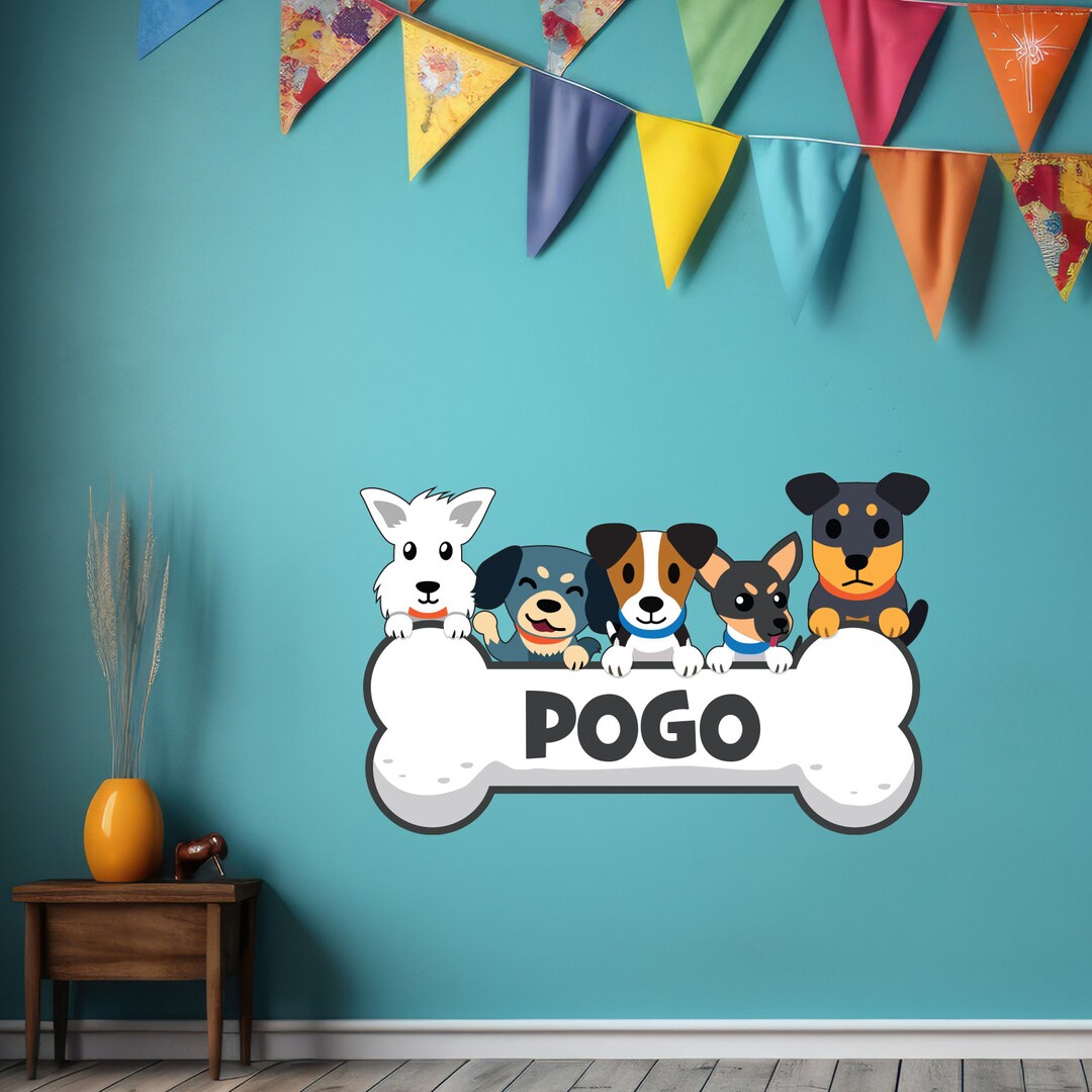 Dog Wall Sticker Dog Name on Bone Decal Wall Art Etsy