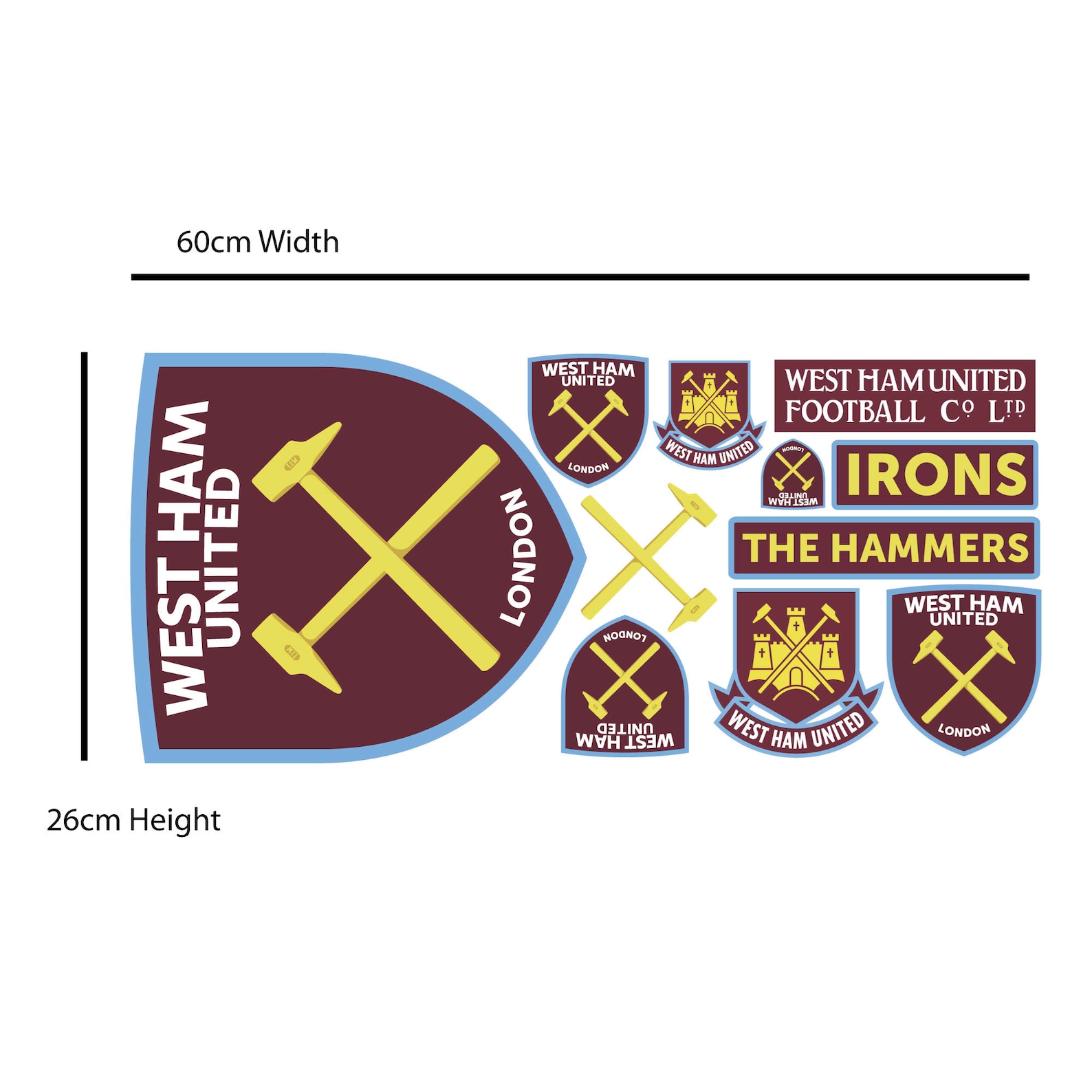 West Ham United Football Club Hammers Crest Wall Sticker Etsy