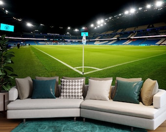 Manchester City Full Wall Mural - Night Time Corner Flag Stadium Wall Art