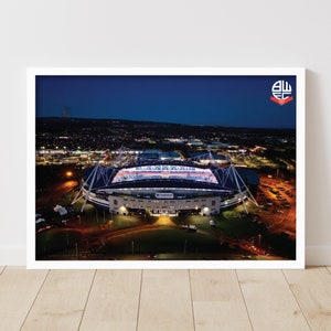 Bolton Wanderers Football Club Stadium Night Time Official Print Poster