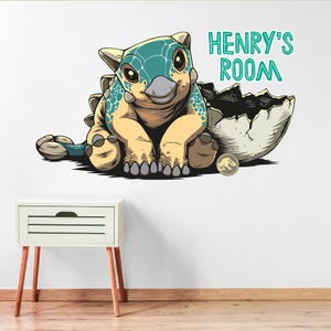 Adhesivo de pared Jurassic World Camp Cretaceous - Calcomanía de pared con nombre personalizado con icono Bumpy