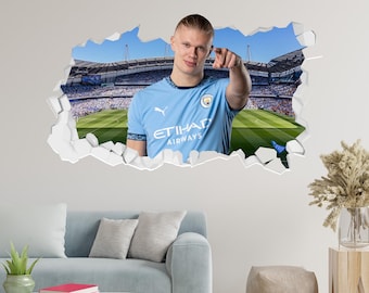 Official Manchester City Wall Sticker - Erling Haaland 24/25 Broken Wall Decal