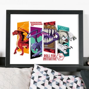Dungeons & Dragons Print - Roll For Initiative Wall Art D and D Gamer Poster