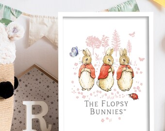Impresión oficial de Peter Rabbit - The Flopsy Bunnies Nature Wall Art Print
