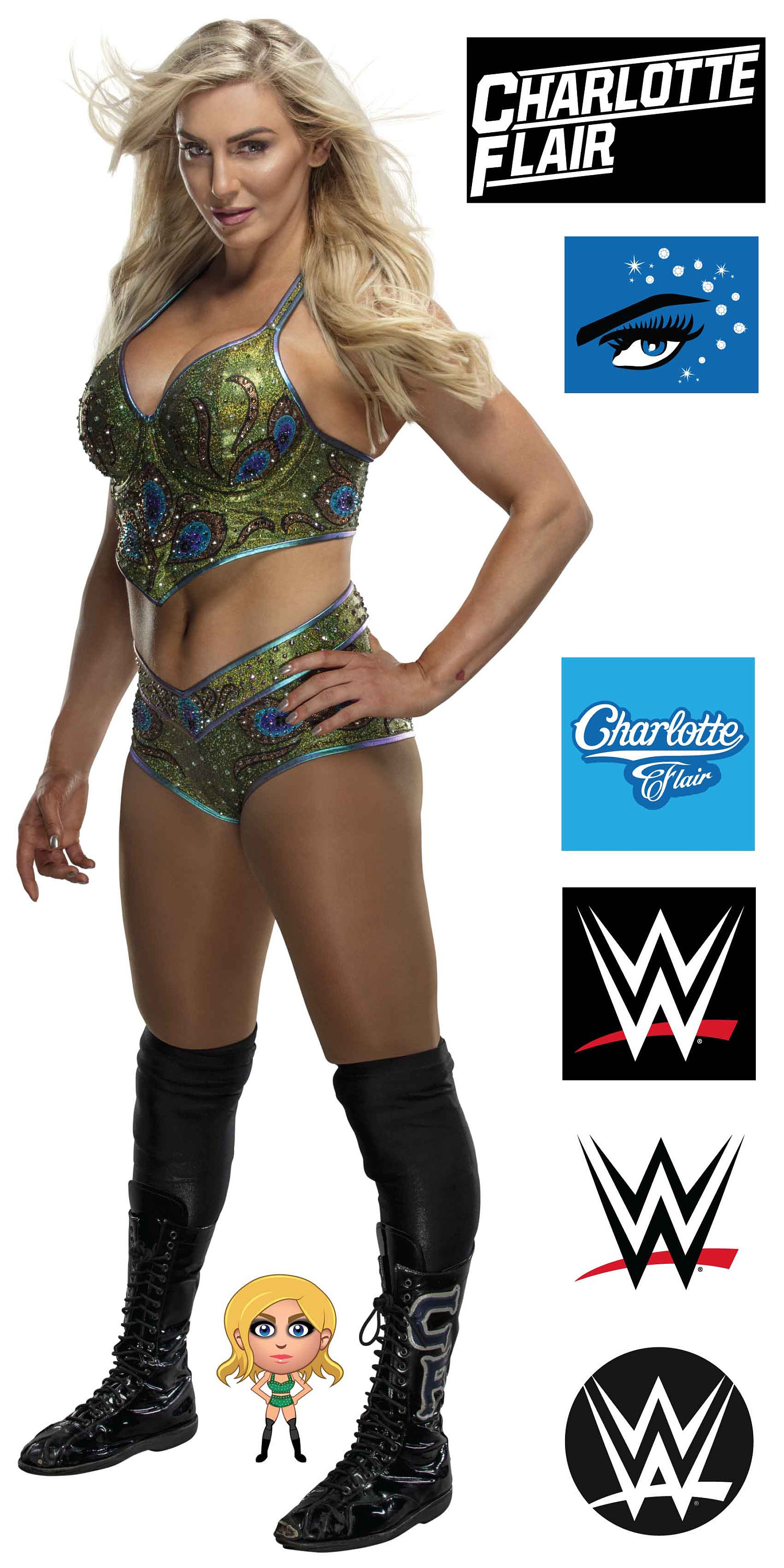 WWE Charlotte Flair Wrestler Decal Bonus Wall Sticker Set - Etsy