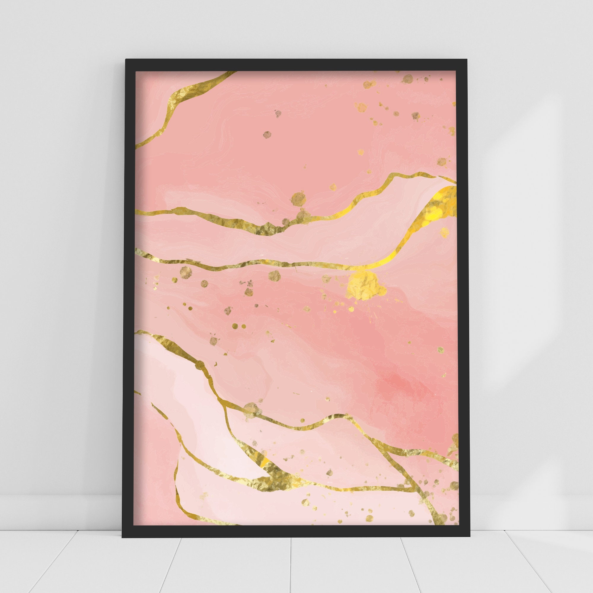 Pink Print - Pink and Gold Lines Poster Wall Art - Etsy