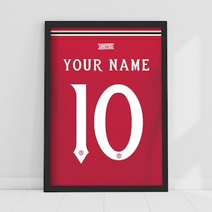 Manchester United FC Print - 26/27 Personalised Shirt Pattern Poster Football Wall Art