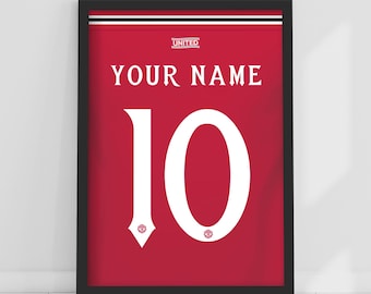 Manchester United FC Print - 26/27 Personalised Shirt Pattern Poster Football Wall Art
