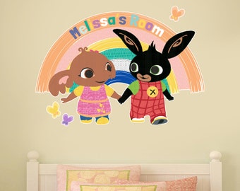 Bing - Bing and Sula Rainbow Personalised Name Wall Sticker Decal Art Vinyl Kids