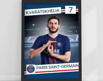 Impresión del París Saint-Germain - Póster artístico del jugador Kvaratskhelia 25-26 del PSG