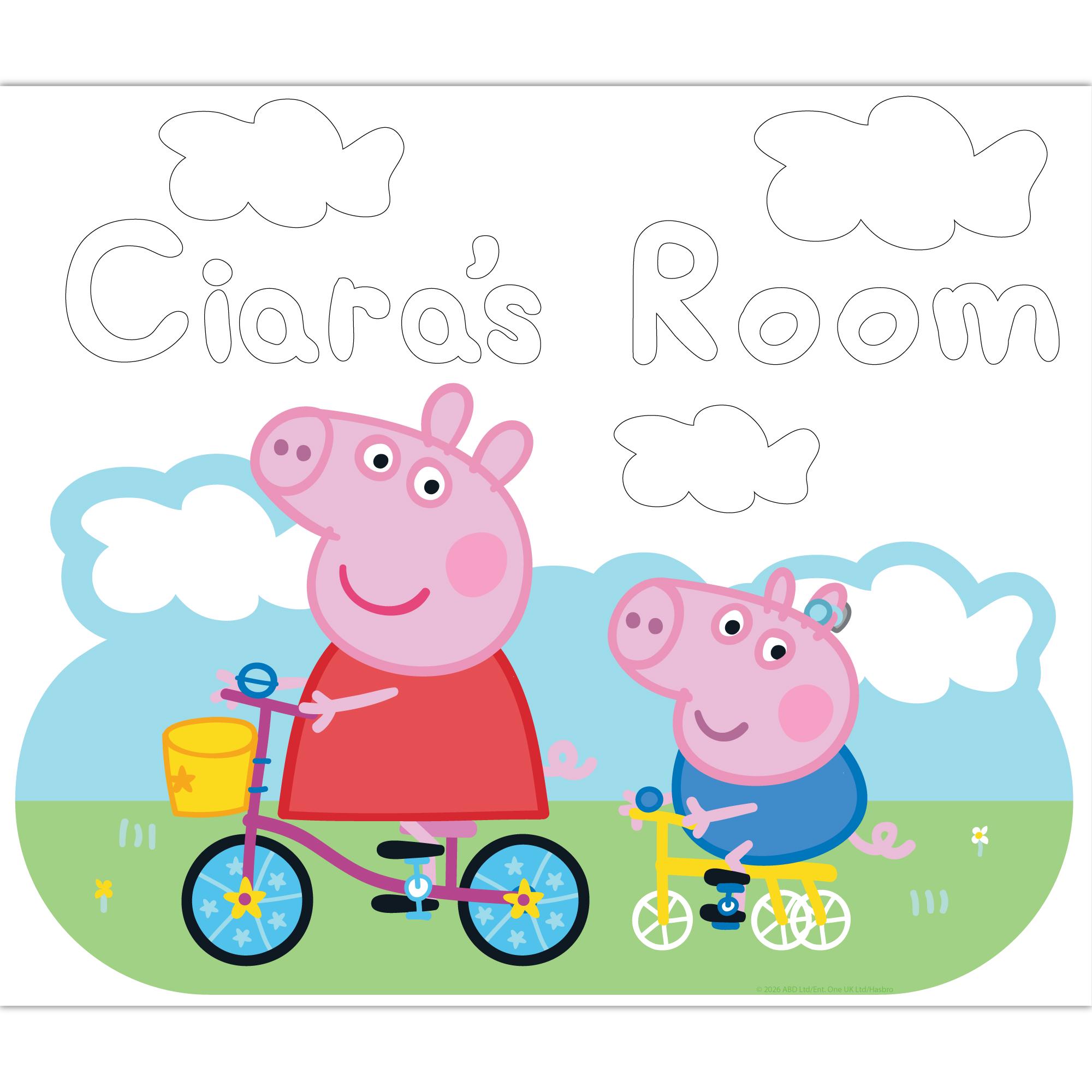 Peppa Pig Wall Sticker - Peppa and George Clouds Personalised Name Wall ...