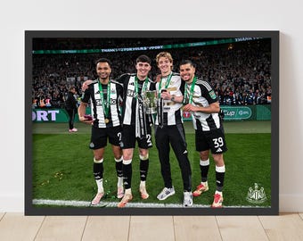 Newcastle United Cup Winners Print - Group with Trophy Poster