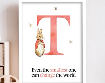 Official Peter Rabbit Print - Even The Smallest Red Personalised Letter Print