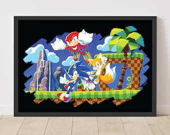 Gaming Print 'SUPER SONIC' Sonic the Hedgehog Watercolour Splash Art ...
