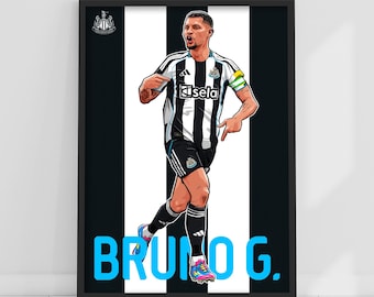 Newcastle United FC Druck - Bruno G. Illustration Poster Fußball Wandkunst